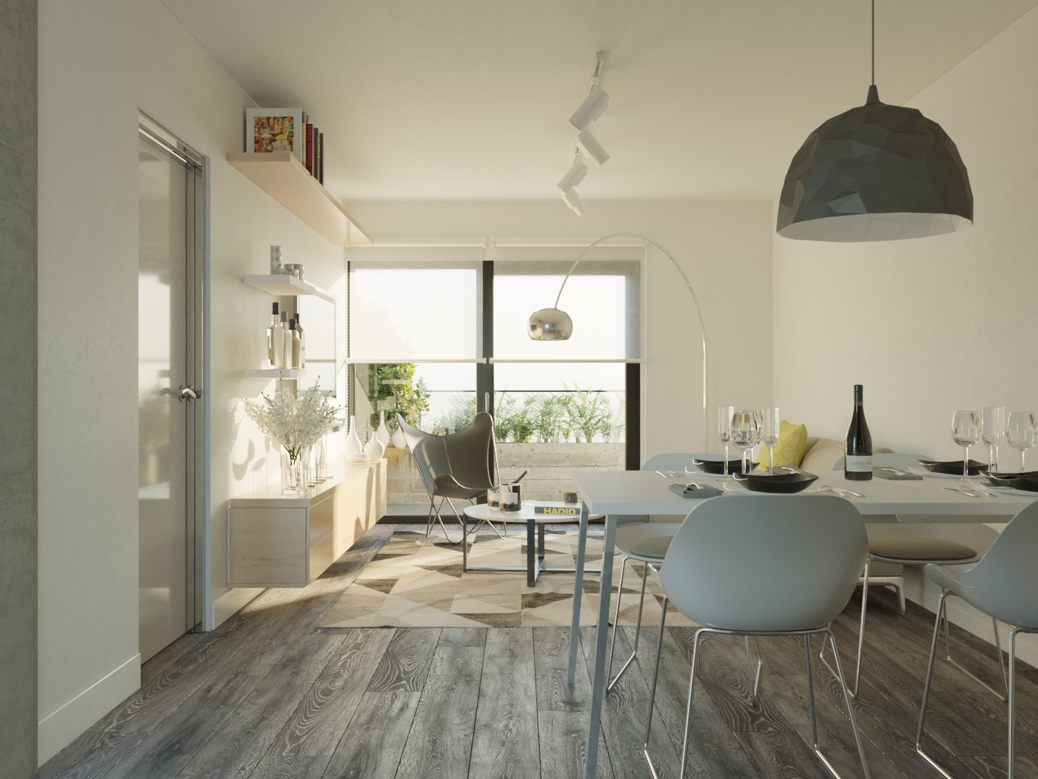 Interior de estar y comedor de una unidad de Beton Garden