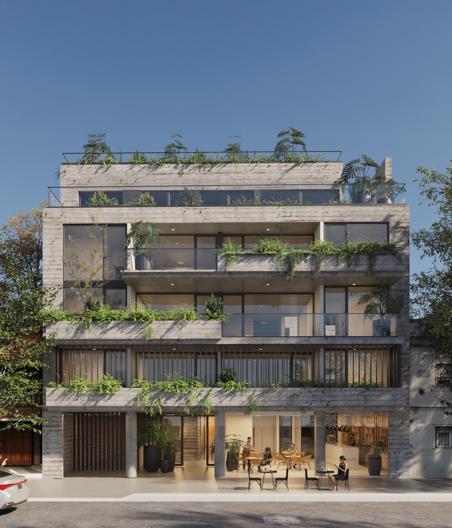 Vista frontal del edificio Beton R