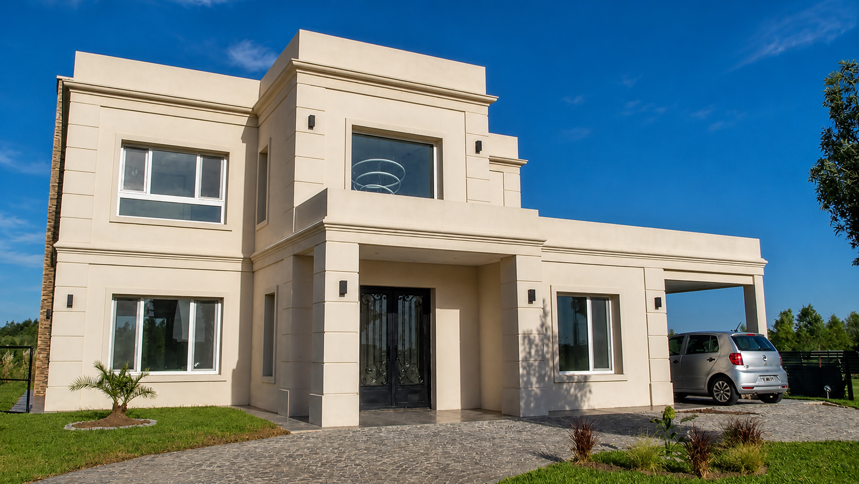 Fachada principal de la vivienda en Puertos del Lago